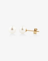 Stud Earrings with 6mm Round Cultured Freshwater Pearl in 10kt Yellow Gold