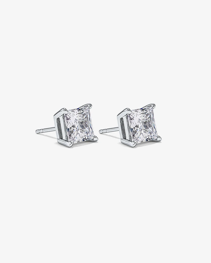 7.5mm Princess Cubic Zirconia Stud Earrings in Sterling Silver