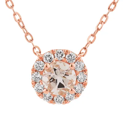 Pendant with Morganite & Carat TW of Diamonds in 10kt Rose Gold