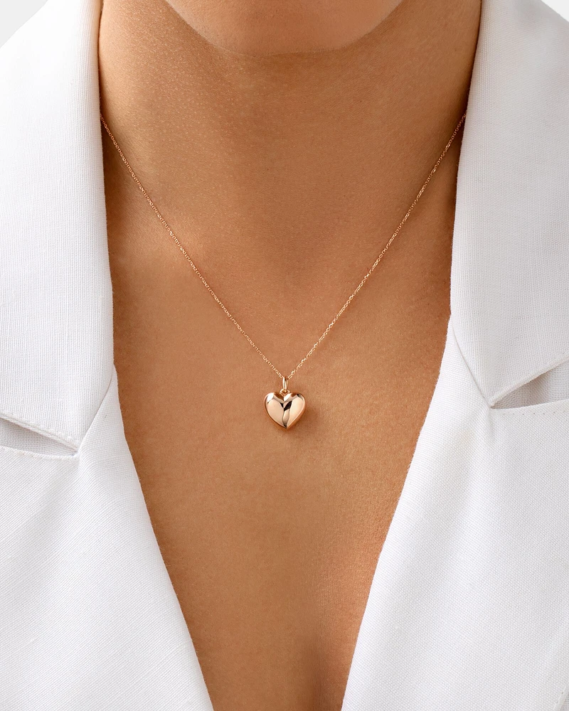 Puff Heart Pendant in 10kt Rose Gold