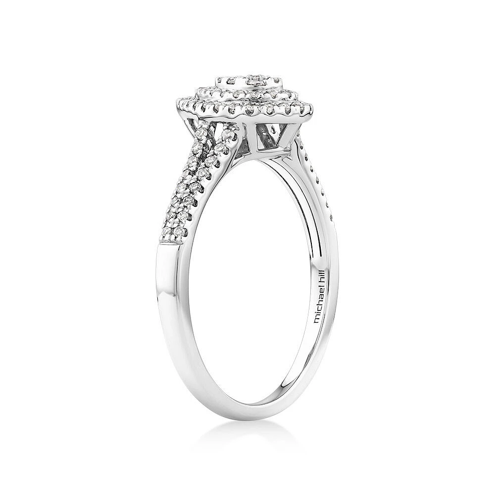 0.30 Carat TW Pear Cluster Halo Diamond Ring in 10kt White Gold