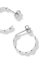 Marquise Shape Open Hoop Stud Earrings in Sterling Silver