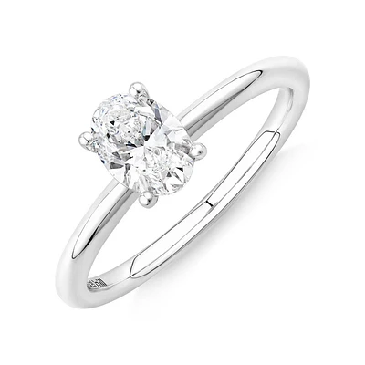 Bague de Fiançailles Solitaire avec 0,70 Carat TW de Diamant de Laboratoire en Or Blanc 14kt