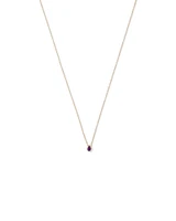 Pear Cut Purple Amethyst Gemstone Pendant Necklace Bezel Set in 10kt Yellow Gold