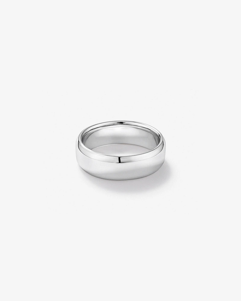 7mm Flat Bevelled Wedding Band in Sterling Silver