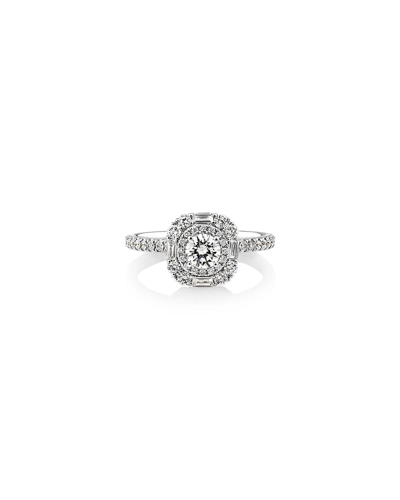 Sir Michael Hill Designer Halo Engagement Ring with 0.79 Carat TW Diamonds in 18kt White Gold