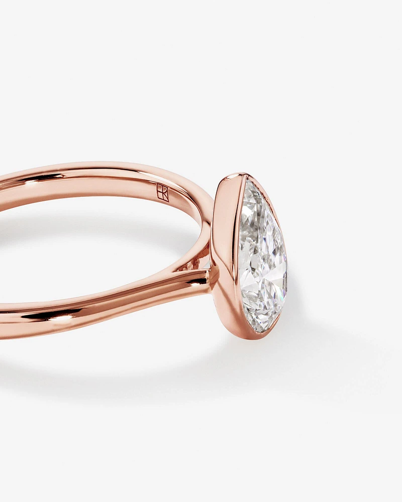 1.25 Carat TW Pear Cut Laboratory-Grown Diamond Solitaire Bezel Set Engagement Ring in 14kt Yellow Gold