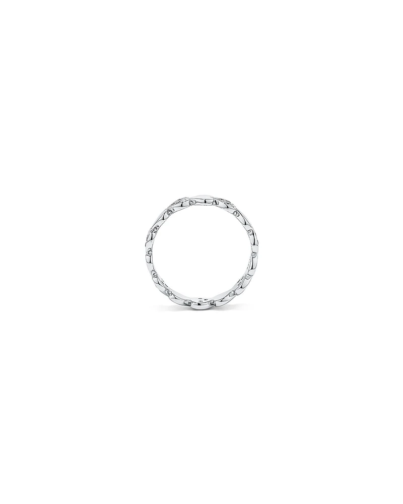 Bague Coeur Alternée en Zircon Cubique Argent Sterling