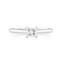 Evermore Certified Solitaire Engagement Ring with a 0.50 Carat TW Princess Cut Diamond in 14kt White Gold