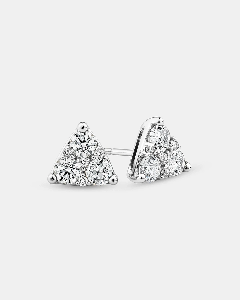 Triangle Cluster Earrings with 1.0 Carat TW of Diamonds in 10kt White Gold