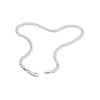 3mm Wide Flat Curb Chain Bracelet in 10kt White Gold