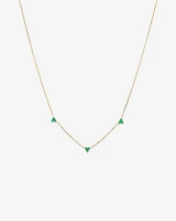 Emerald Trio Station Necklace in 10kt Yellow Gold