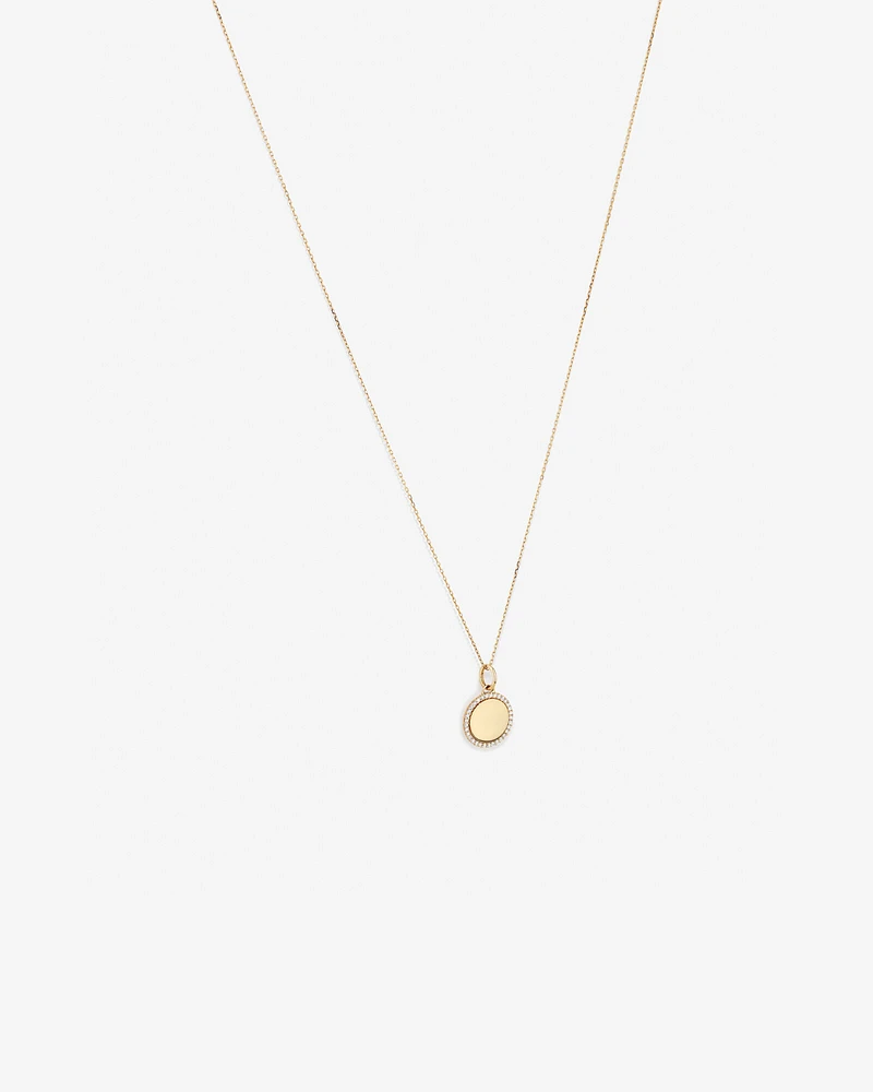 Diamond Outline Circle Pendant in 10kt Yellow Gold