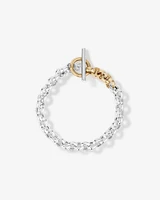 Two-Tone Belcher Fob Chain Bracelet in Sterling Silver & 10kt Yellow Gold