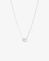 Two-Tone Double Circle Link Hammered Finish Necklace in 10kt White & Yellow Gold