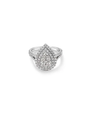 1.30 Carat TW Pear Cluster Halo Diamond Ring in 10kt White Gold