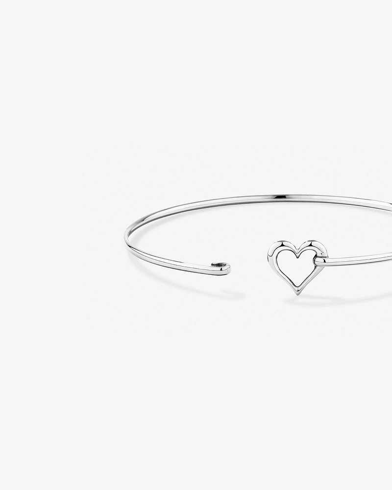 Open Heart Bangle in Sterling Silver