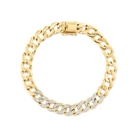 21cm (8.5") Cuban Link Bracelet with Carat TW of Diamonds in 10kt Yellow Gold