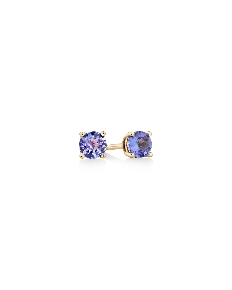 Stud Earrings with Tanzanite in 10kt Yellow Gold