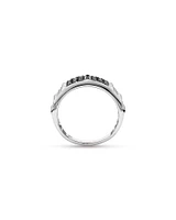 Bague Pour Homme Sertie De 1,00 Carat Tw De Diamants Noirs Et Blancs En Argent Sterling