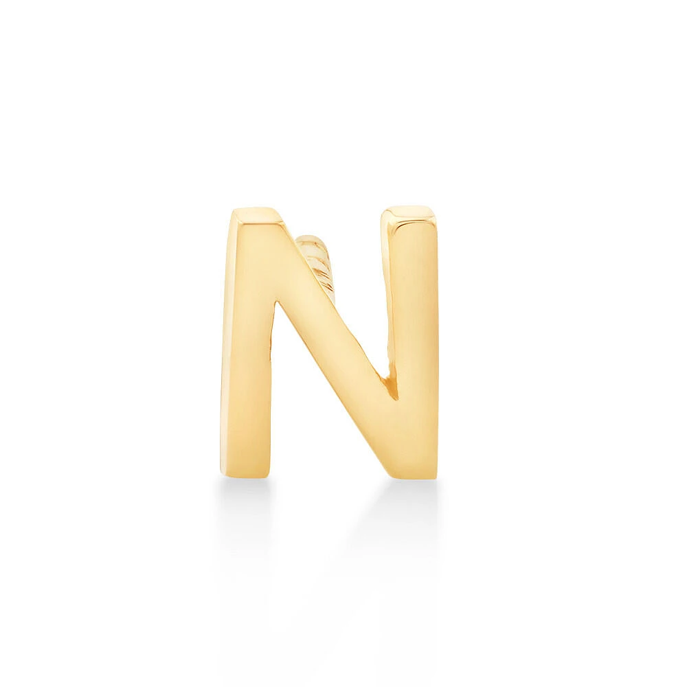 G Initial Single Stud Earring in 10kt Yellow Gold