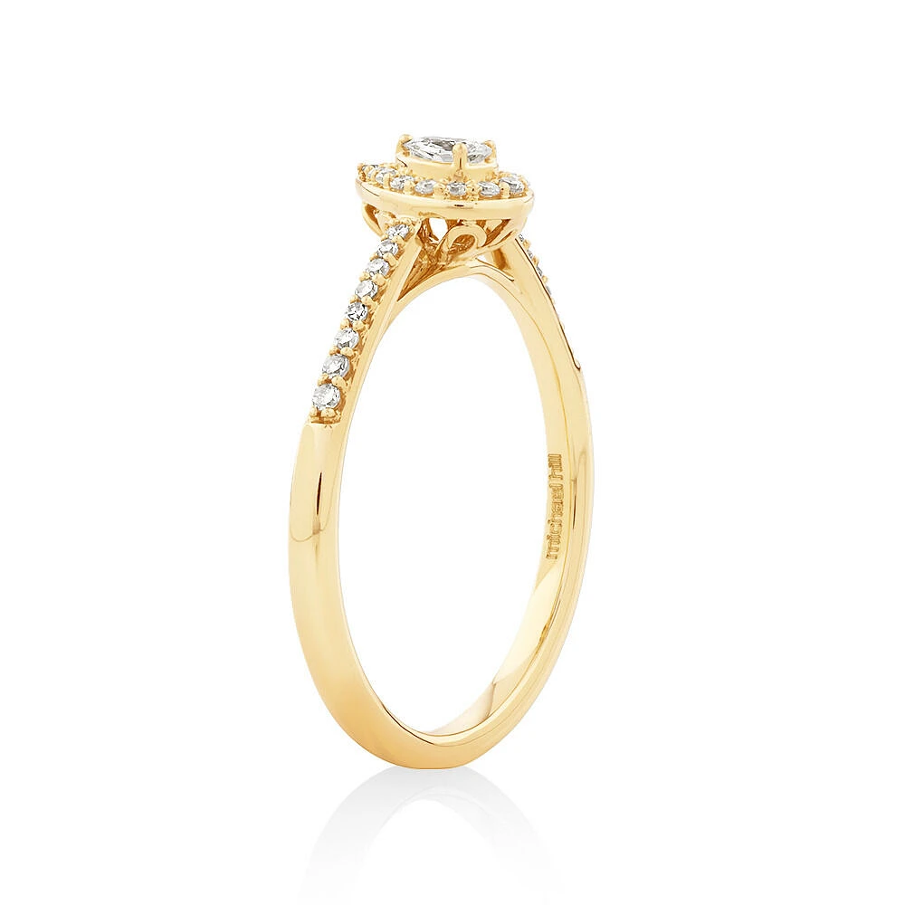 Pear Engagement Ring with .20TW of Diamonds in 10k Yellow Gold