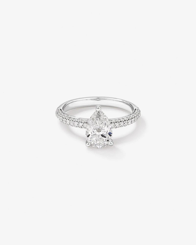 1.96 Carat TW Pear Cut Laboratory-Grown Diamond Engagement Ring in 14kt White Gold