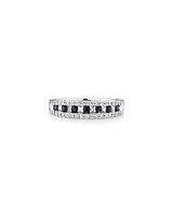 Bague en or blanc 10 K avec saphirs et diamants totalisant 0,29 ct