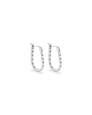 Pavé Cubic Zirconia Horseshoe Hoop Earrings in Sterling Silver