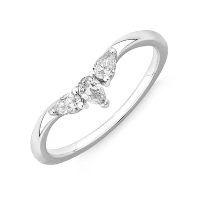 0.25 Carat TW Pear Diamond Curved Wedding Band in 14kt White Gold