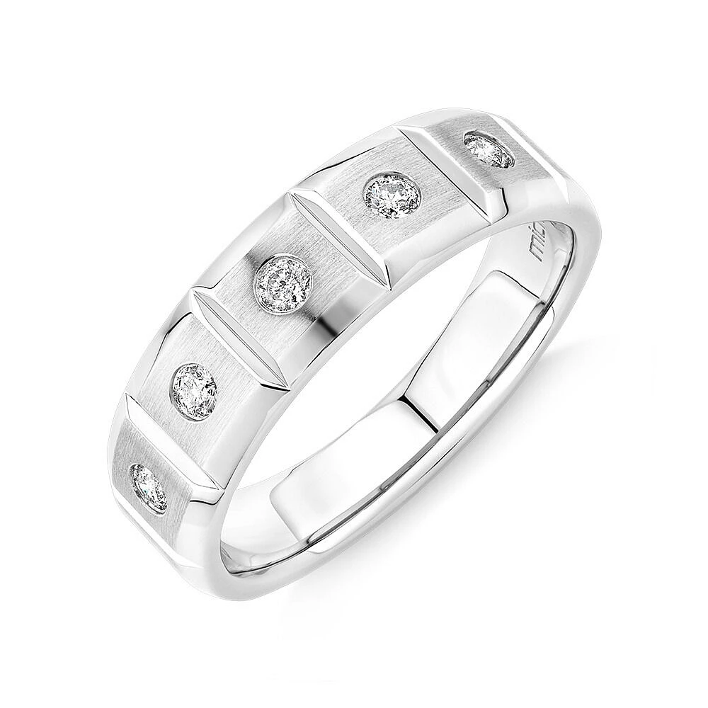 Men's 0.20 TW Brushed and Polished Diamond Ring Platinum