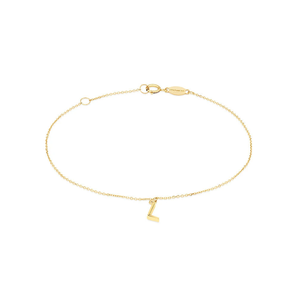 19cm (7.5") C Initial Bracelet in 10kt Yellow Gold