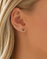 Stud Earrings with Emerald in 10kt Yellow Gold