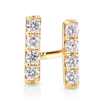 3 Stone Stud Earrings with .21 Carat TW Diamonds in 10kt Yellow Gold