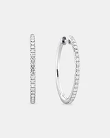 Pave Hoops with 0.35 Carat TW of Diamonds in 10kt White Gold