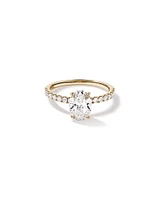1.81 Carat TW Oval Lab-Grown Diamond Side Accent Engagement Ring in 14kt Yellow Gold