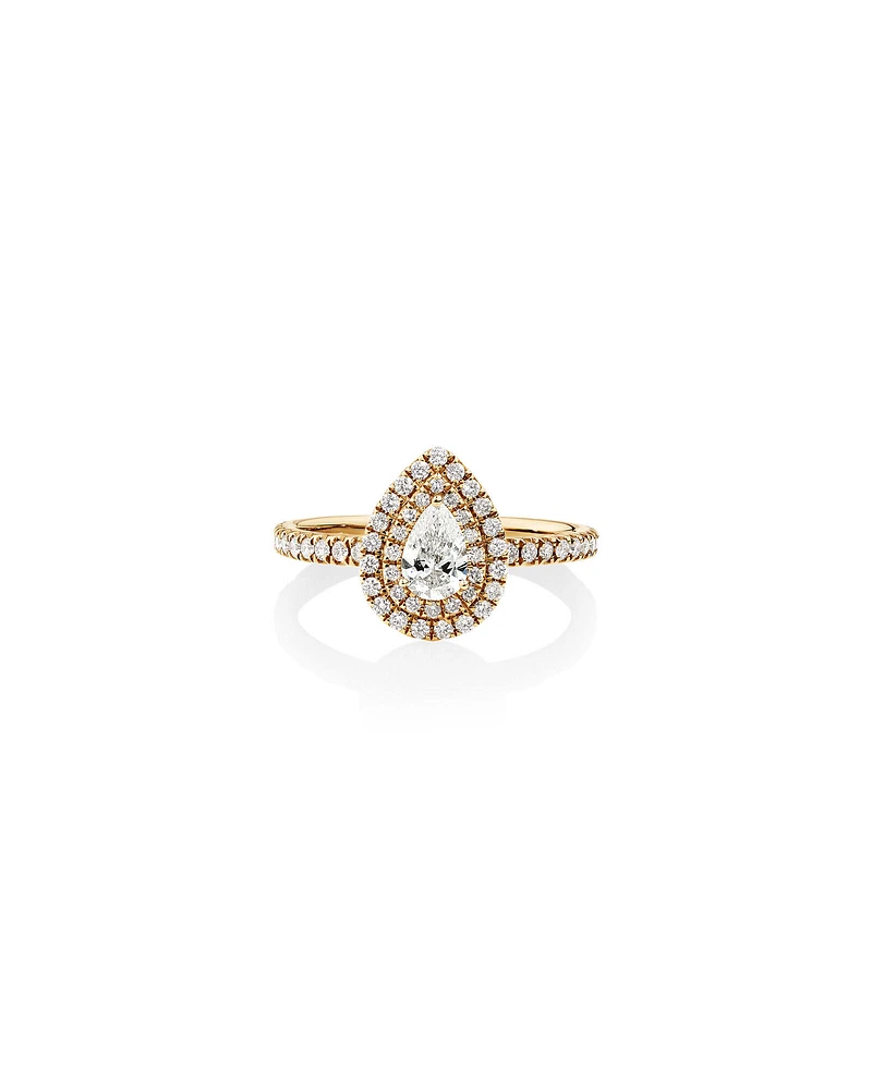 Double Halo Ring with 0.71 Carat TW of Diamonds in 18kt Gold