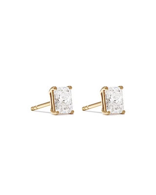 1.00 Carat TW Radiant Cut Solitaire Laboratory-Grown Diamond Stud Earrings in 10kt Yellow Gold