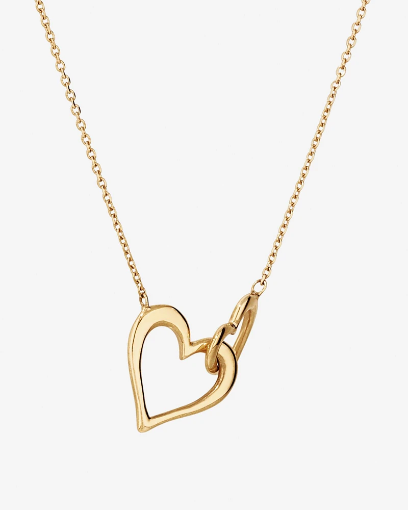 Double Open Heart Necklace in 10kt Yellow Gold