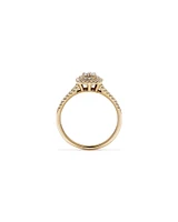 0.30 Carat TW Cushion Shaped Cluster Diamond Halo Engagement Ring in 10kt Yellow Gold