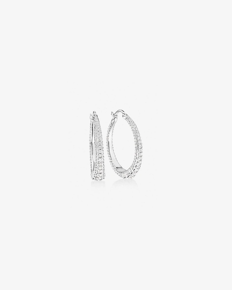 Deco Hoop Earrings with 2.50 Carat TW of Diamonds in 10kt White Gold