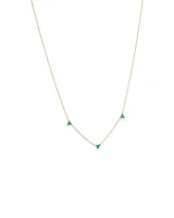 Emerald Trio Station Necklace in 10kt Yellow Gold