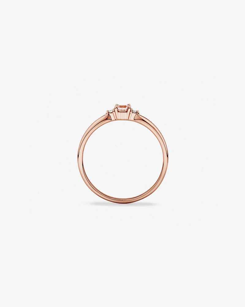 3 Stone Ring with Morganite & Diamonds in 10kt Rose Gold