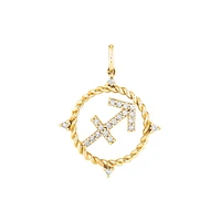 Sagittarius Zodiac Pendant with 0.15 Carat TW of Diamonds in 10kt Yellow Gold