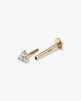 Diamond Trio Flat Back Helix Stud Earring in 10kt Yellow Gold