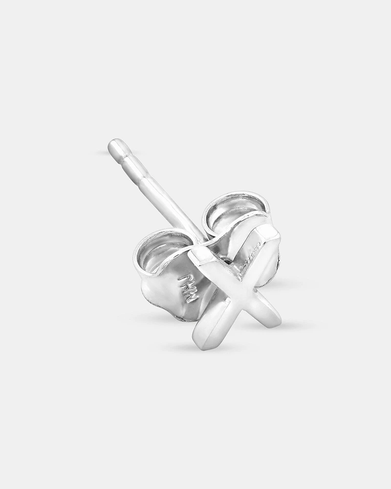 E Initial Single Stud Earring in Sterling Silver