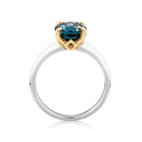 Ring with London Blue Topaz in Sterling Silver and 10kt Yellow Gold