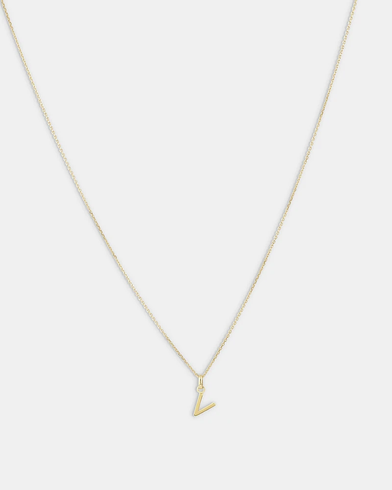 "H" Initial Pendant with Chain in 10kt Yellow Gold