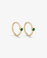 10mm Emerald Accent Sleepers in 10kt Yellow Gold