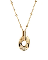 Sunray Open Circle Pendant Station Necklace in 10kt Yellow Gold